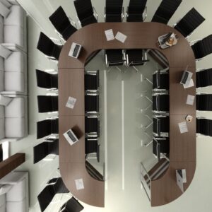 Stół konferencyjny zaokrąglony Twist E 28 522x414cm na 28 osób