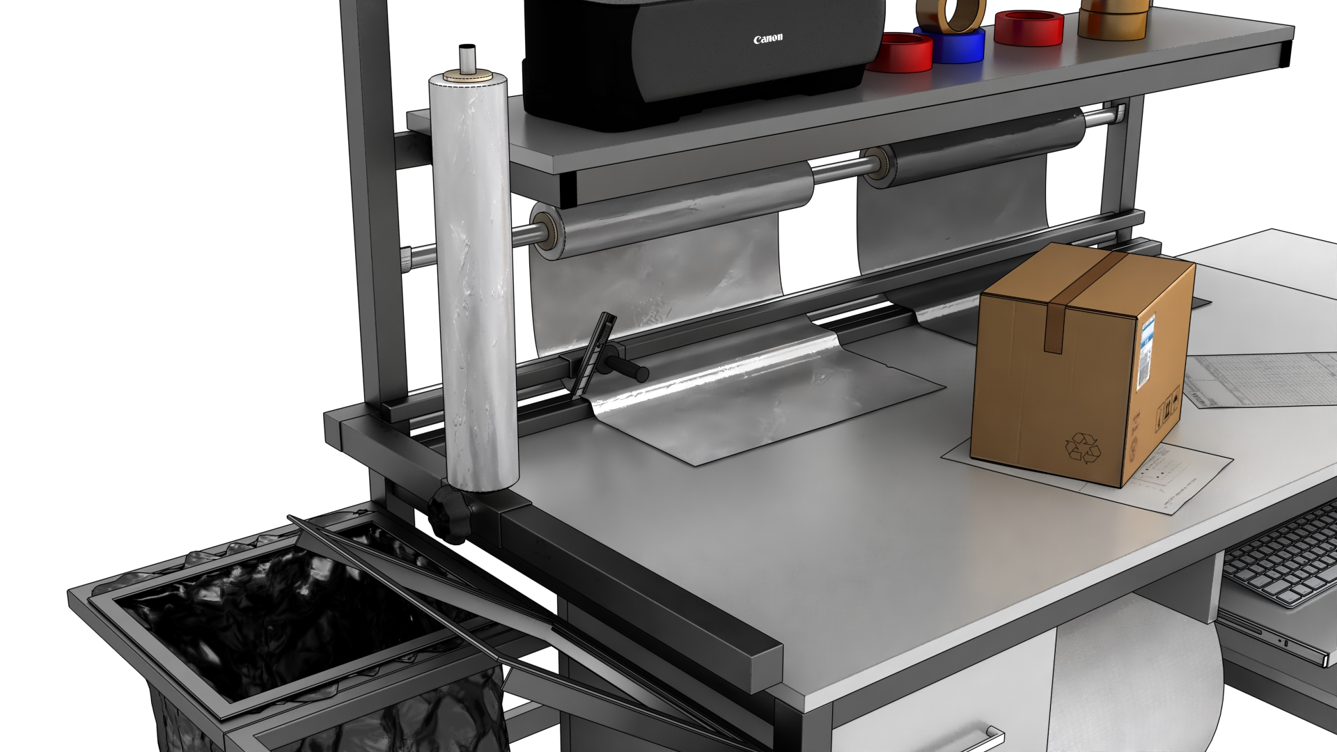 stół do pakowania paczek