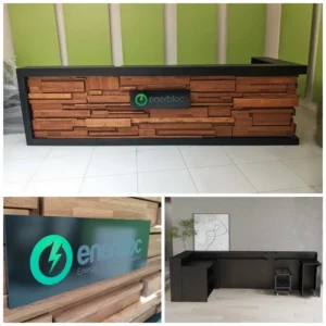Recepcja z naturalnym drewnem R9 400x180cm Art_R9011