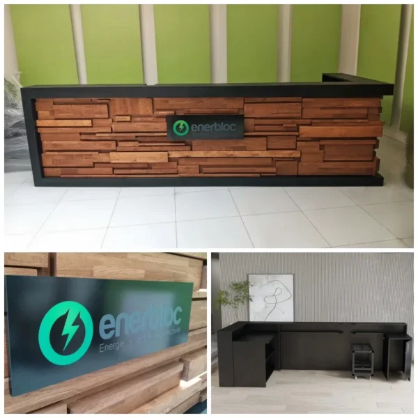 Recepcja z naturalnym drewnem R9 400x180cm Art_R9011